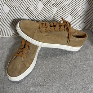 Patina leather suede sneakers size 9 or‎ 39 Tan Suede Sneakers with White Soles